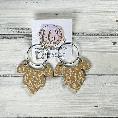 IVY *Limited Edition* COLLECTION ||  <BR> CORK EARRINGS <BR> MUSTARD FLORAL OUTLINES