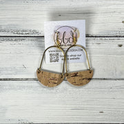 PIPER -  Leather Earrings  ||  <BR>  NATURAL CORK WITH METALLIC ROSE GOLD ACCENTS (CORK ON LEATHER)