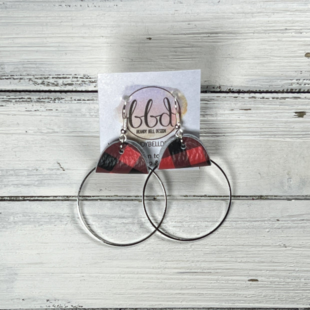 JULIA - Leather Earrings OR Necklace ||   BLACK & RED PETITE PLAID (* 3 options available)