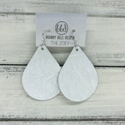 ZOEY (3 sizes available!) -  Leather Earrings  ||   WHITE WESTERN FLORAL