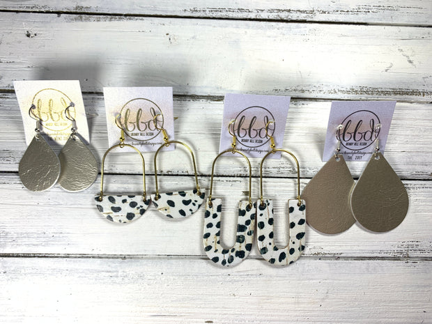 PIPER -  Leather Earrings  ||  <BR> SHIMMER TAUPE