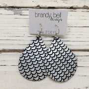 ZOEY (3 sizes available!) - Leather Earrings  ||  METALLIC MERMAID PRINT IN HOLOGRAPHIC SILVER