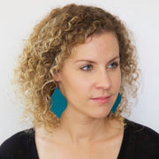 HAND-PAINTED NOELLE - Leather Earrings  ||   Hand-painted earrings by Brandy Bell  (PINK/CORAL)
