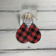 ZOEY (3 sizes available!) -  Leather Earrings  ||   PETITE BLACK & RED BUFFALO PLAID