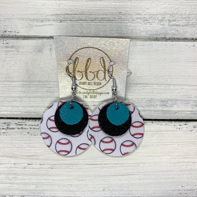 GRAY - Leather Earrings  ||    <BR> MATTE TEAL , <BR> SHIMMER BLACK,  <BR> BASEBALL (faux leather) (CUSTOM COLORS AVAILABLE!)