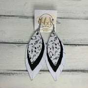 INDIA - Leather Earrings  ||  MUSIC NOTES (faux leather),  SHIMMER BLACK, MATTE WHITE