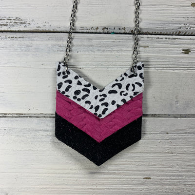 EMERSON - Leather Necklace  || BLACK & WHITE ANIMAL PRINT, PINK BRAID, SHIMMER BLACK