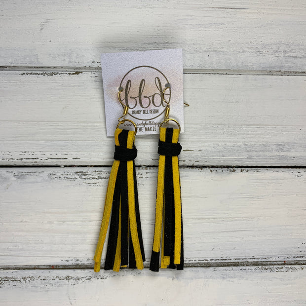 MARIE - Faux Suede Tassel Earrings  || SUNFLOWER YELLOW / BLACK