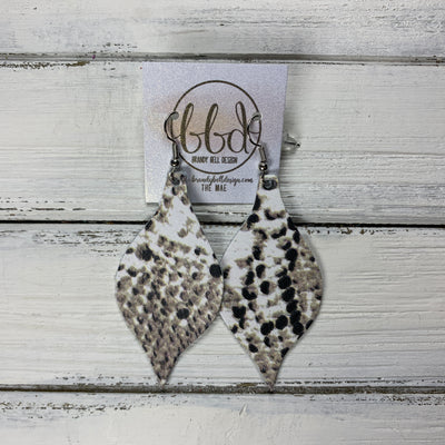 MAE - Leather Earrings  || BLACK & GRAY SNAKE PRINT