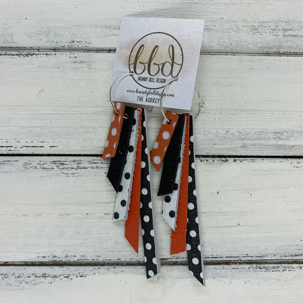 AUDREY - Leather Earrings  || orange polka dots, shimmer black, white with black polka dots, matte orange, black with white polka dots