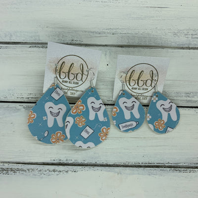 ZOEY (3 sizes available!) - FAUX Leather Earrings (Not real leather)  ||  DENTIST/TOOTH PRINT