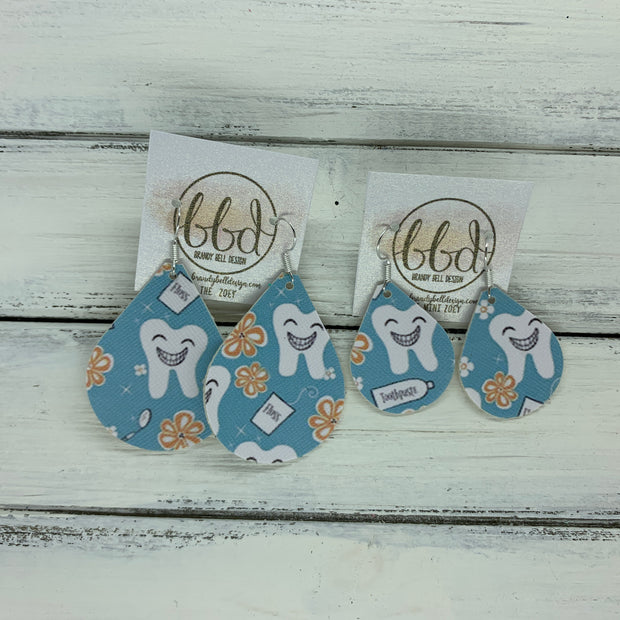 ZOEY (3 sizes available!) - FAUX Leather Earrings (Not real leather)  ||  DENTIST/TOOTH PRINT