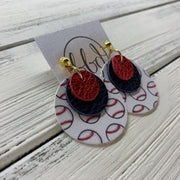 GRAY - Leather Earrings  || METALLIC RED PEBBLED, METALLIC BLUE PEBBLED, BASEBALL PRINT (faux leather) (CUSTOM COLORS AVAILABLE!)